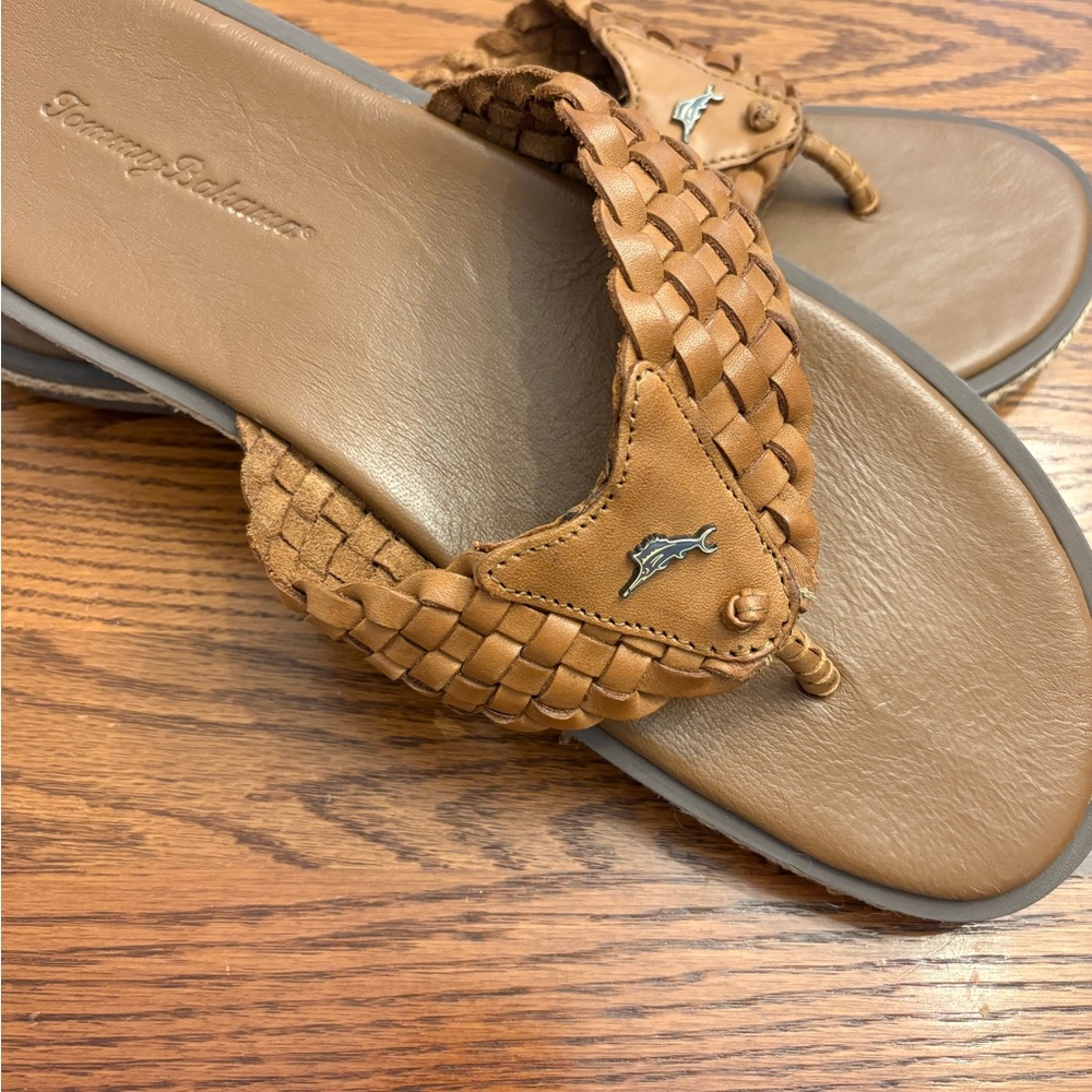 Tommy Bahama Mens Woven Brown Leather Sandals NWOT size 12M